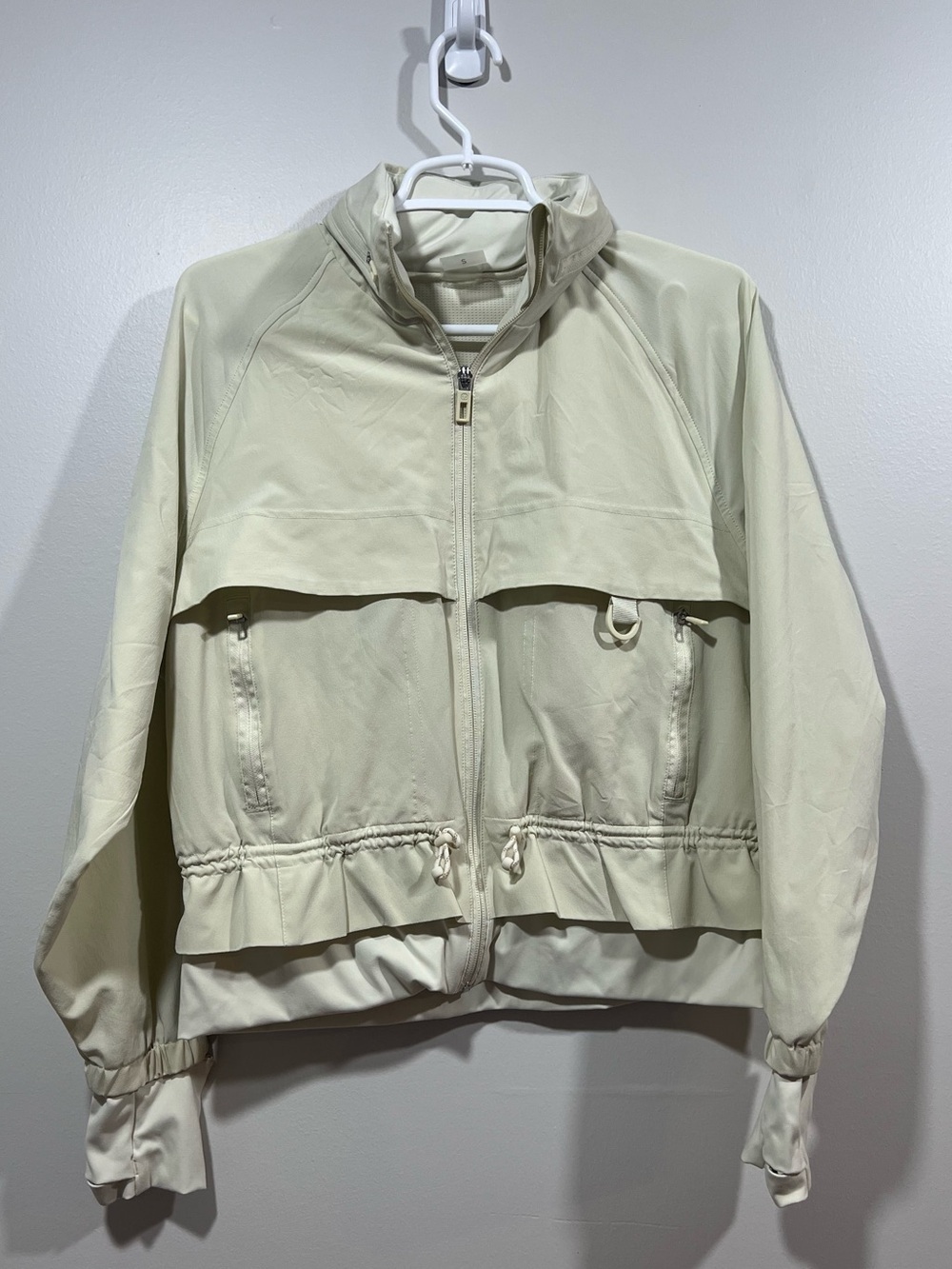 Calia Light Cream Women's Drawstring Zip-Front Athletic Jacket Small